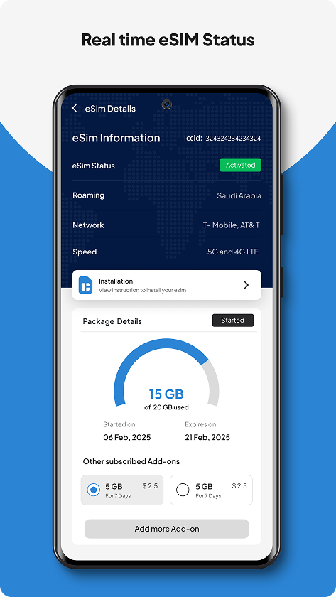 Real time eSIM Status
